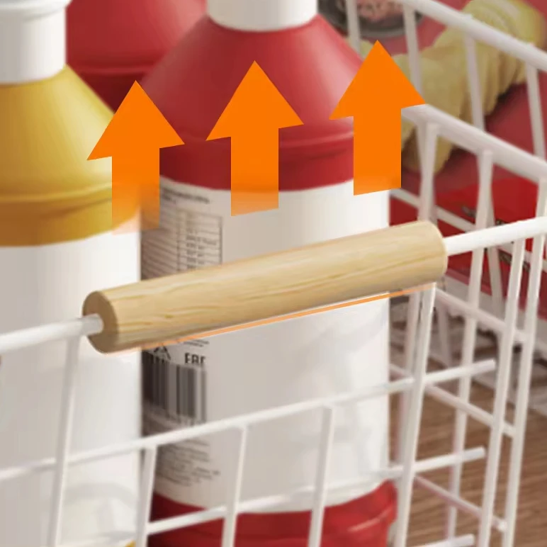 GREENSIDE Simple Portable Multipurpose Iron Other Storage Baskets with Wooden Handle