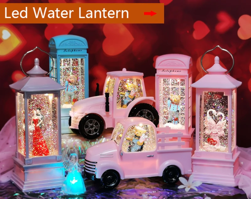 Water Spinning snow globe valentine's day decoration