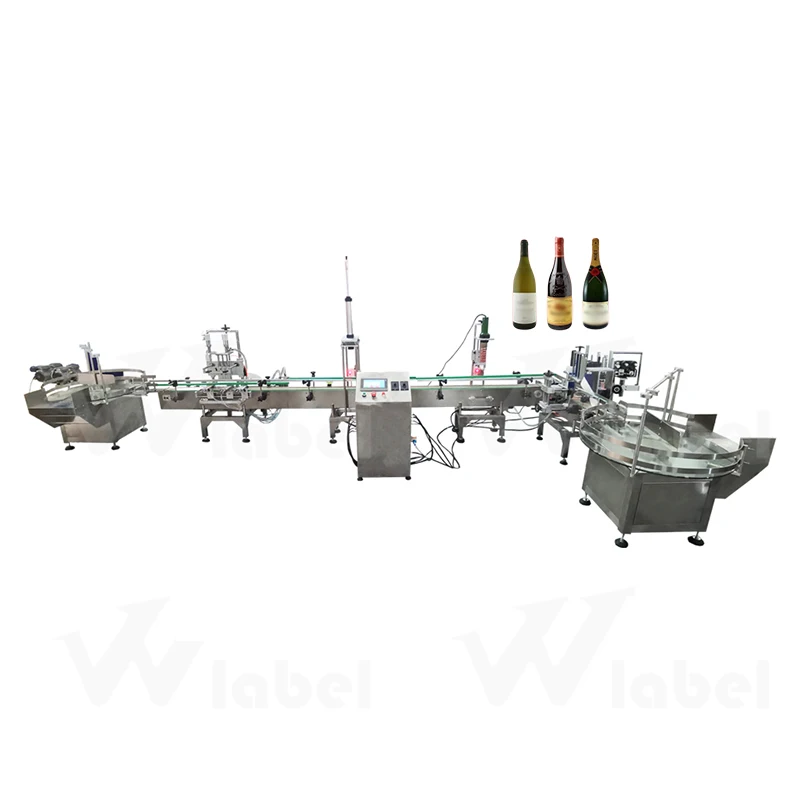 Manufacture Price Automatic Red Wine Glass Bottle Filling Capping Labeling Machine Line With Collector