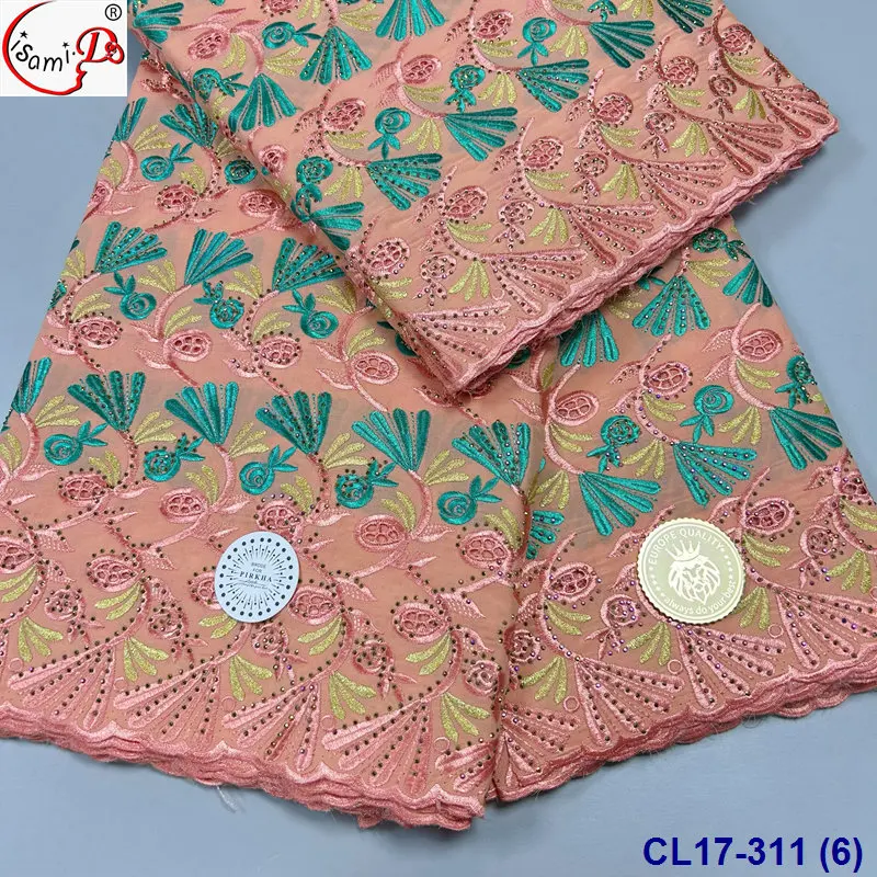 Lisami new rts luxury 5 yard voile swiss cotton dry  big flower embroidery bridal fashion lace dress fabric