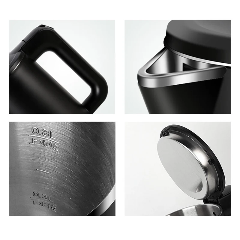 Factory Wholesale 1.0L Small Capacity Electric Kettle with 304 Stainless Steel Double-layer Anti-scald Water Boiling Kettle