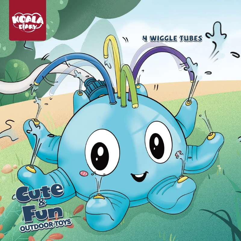 Summer Outdoor Water Toys, Octopus Sprinkler Toys with Wiggler Tubes, Outdoor Water Spray Sprinkler for Kids