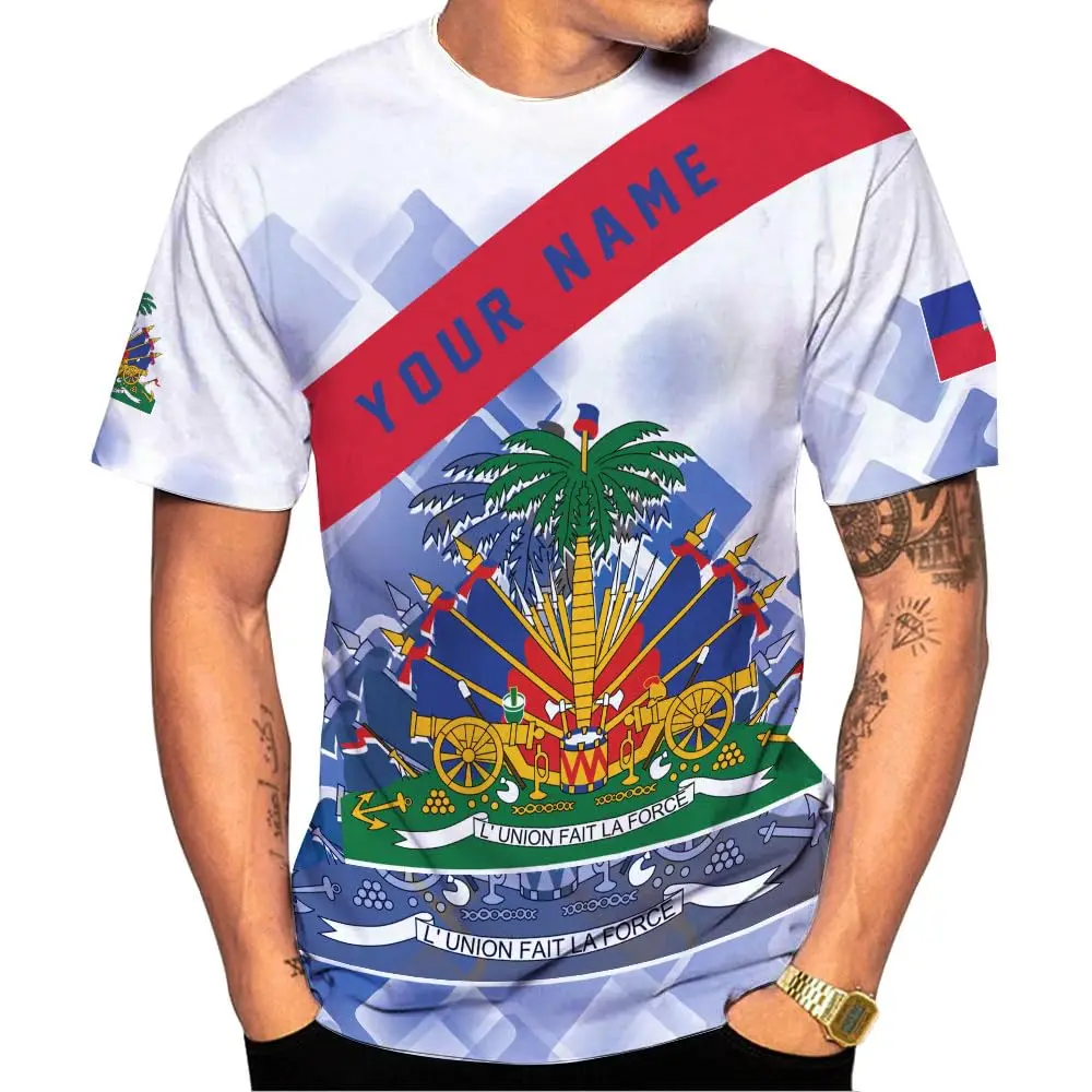 Personalized Haiti Shirt Drop Shipping Products 2023 Haitian Flag Pride Shirt Print on Demand Oversized Stretch Short Sleeve Top