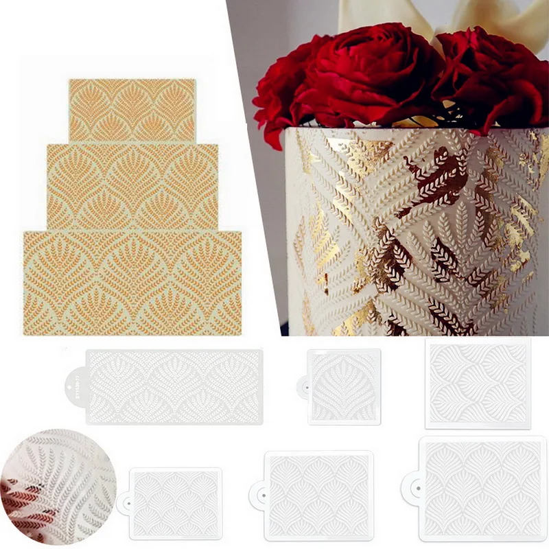 Wheat Spike Pattern Baking Templates Cake Stencil for DIY Craft Baking Cookie Cake Stencil Lace Boder Decorating Tool Bakeware