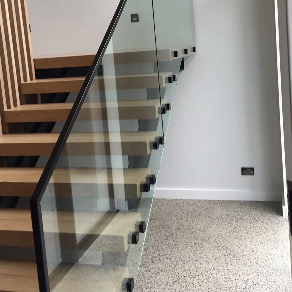 HL Customized Fence Handrail Railing Glass Mounts Stair Railings System Matte Square Glass Standoff stair parts