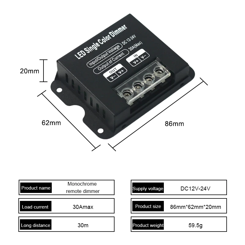 DC12-24V 30A Железный диммер монохромный СВЕТОДИОДНЫЙ фонарь 3 ключа беспроводной пульт дистанционного управления светодиодным диммером