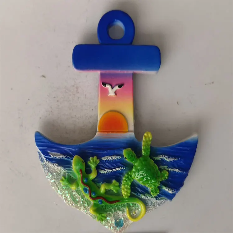 shape of spoon  boat anchor  gecko lighthouse custom handmade decoration resin fridge magnet