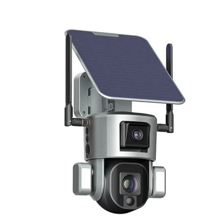 Outdoor IP66 Waterproof 4G Sim Card Wifi Dome Lens Cctv Ptz Full HD 8MP Solar Panel Battery Camera