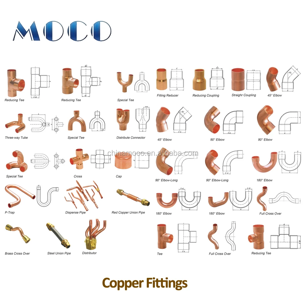 Hvac Ac Copper Pipe Fittings for Air Conditioning Installation