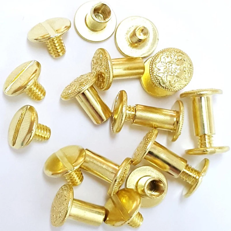 screws manufacturing custom metal stainless steel brass titanium binding screw belt male female flower chicago screw for leather