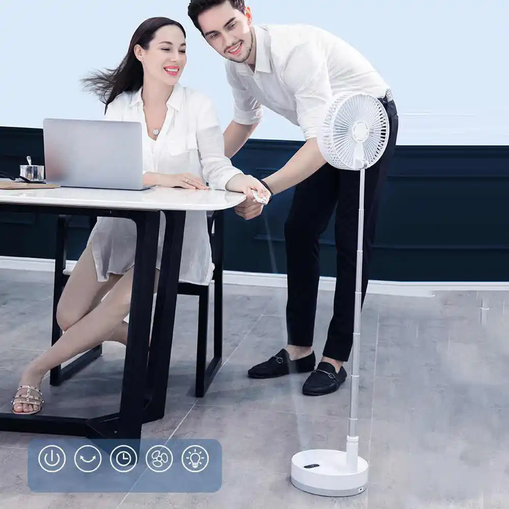 P10 Telescopic Folding Fan Rechargeable with Night Light Summer Student Wireless Remote Control Desktop Table Floor Stand Fan