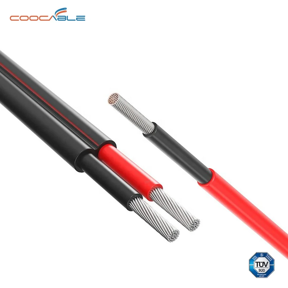 Pv Solar Dc Cable 2x4Mm 2x6Mm 2x10Mm 2x16Mm Twin Wire Solar Panel Extension Cable Solar Panel Cable