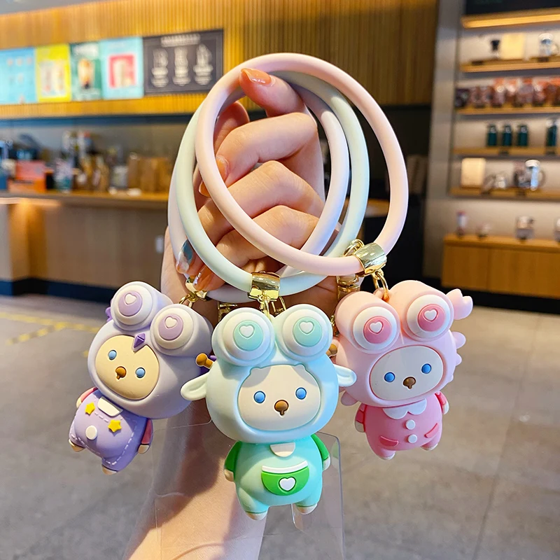 Baimao Wholesale new cartoon stress relief blink 2-in-1 keychain  mobile phone pendant cute crab doll keychain