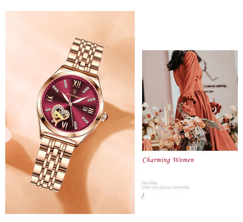 POEDAGAR Women Watches Fashion Rose Gold Stainless Steel Ladies Watch Waterproof Date Luminous Quartz Wristwatch Girlfriend Gift