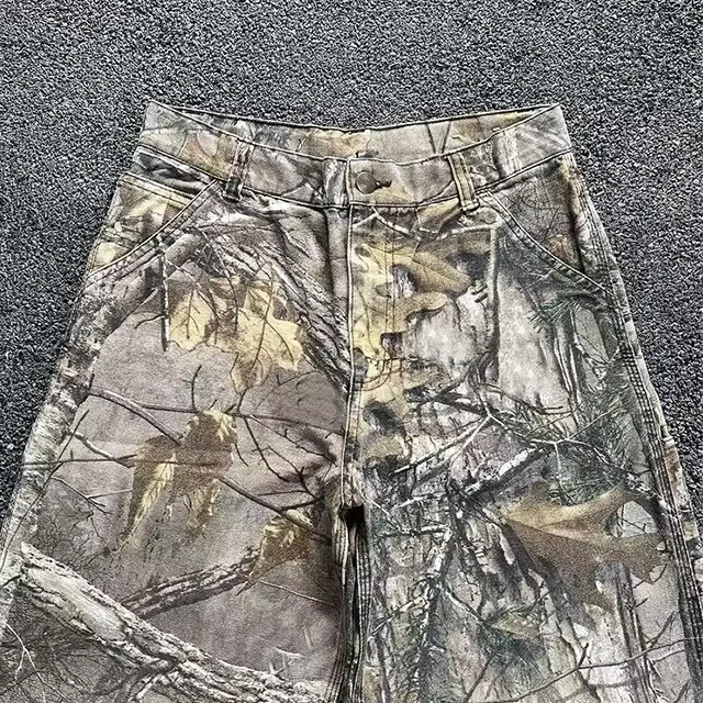Custom High Quality 100% Cotton Hunting Camo Stacked Parachute Carpenter Pants Mens Cargo Pants For Men