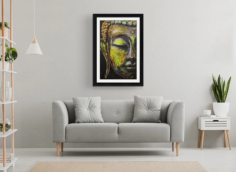 The Buddha painting Wall painting Framed Canvas Wall Art. 3D Giclee Printed Brushstroke Texture that Resembles Hand Painted Oil