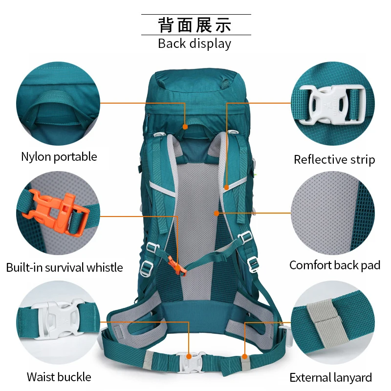 New quality nylon 45L large capacity water repellent mountaineering bag outdoor equipment sports