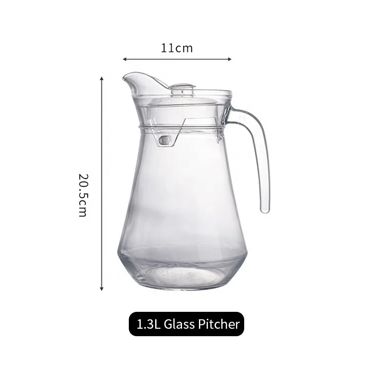 OEM jarra de vidrio 1.3 Poland Peru hot selling glass juice jug Good quality large cool glass pitcher tea beverage pitcher jug