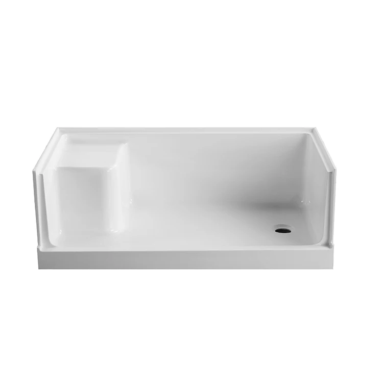 Custom cUPC non slip composite solid surface acrylic shower base
