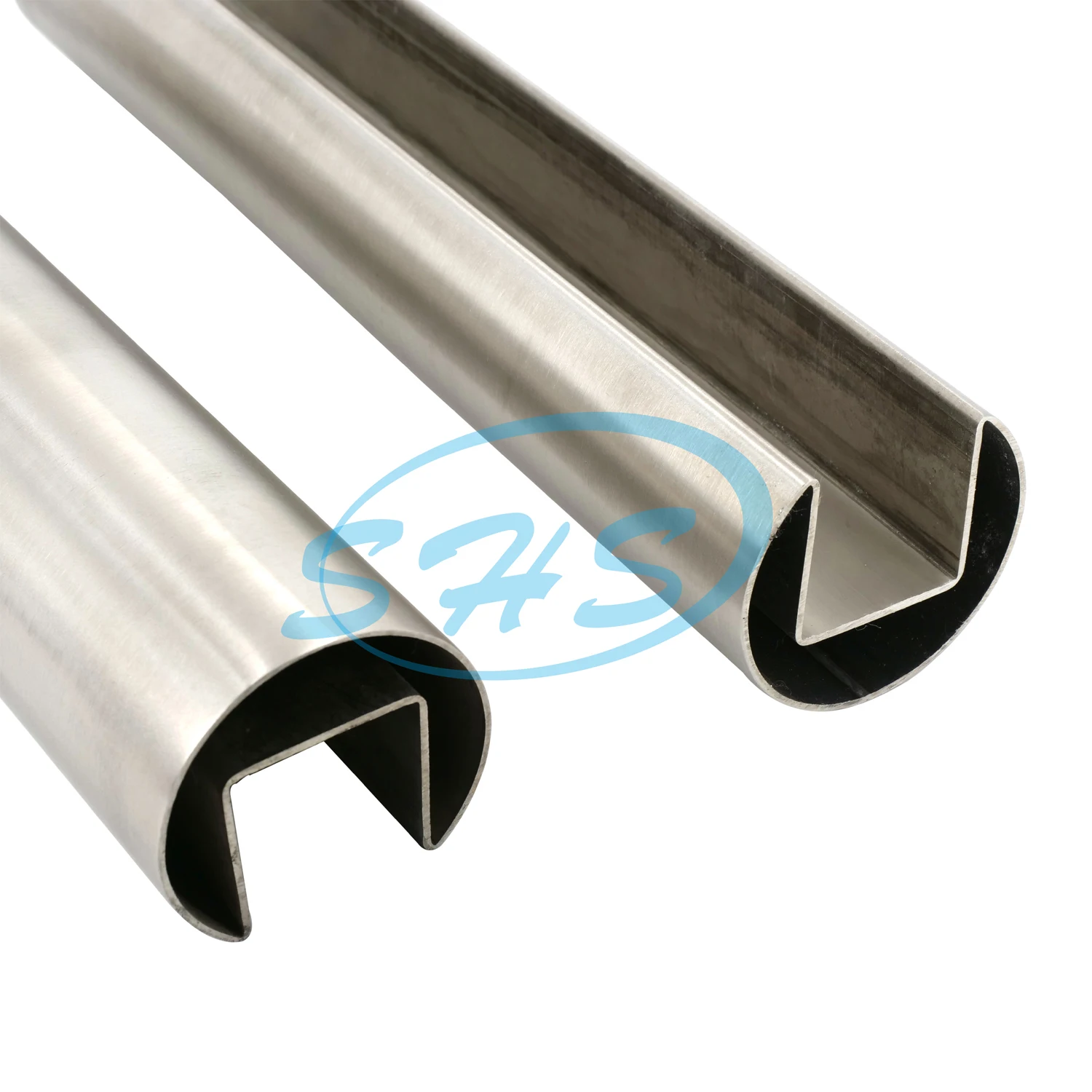 Inox 1.4301 mirror brush high polished stainless steel pipes with single or double slot for glass balustrade system