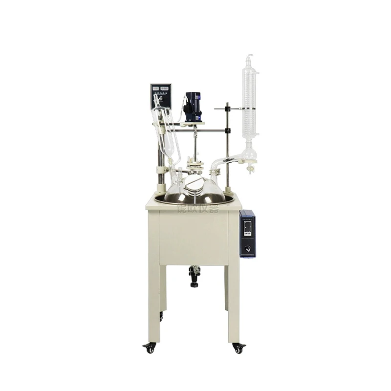 Chemical Continuous Stirred Tank Reactor Vacuum Single Layer Glass Reactor Reaction Vessel Kettle 20L