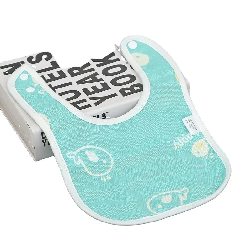 Шесть слоев хлопчатобумажной марли U-образной формы вышитые детские муслиновые нагрудники