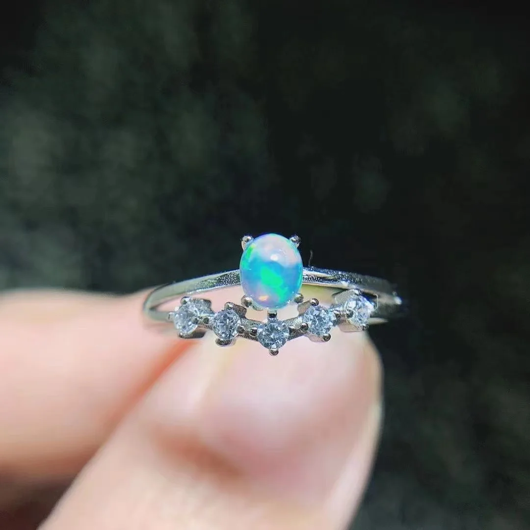 High Quality Australian 925 Sterling Silver Natural Opal Basic Fashion Basketball Championship Jewelry Rings