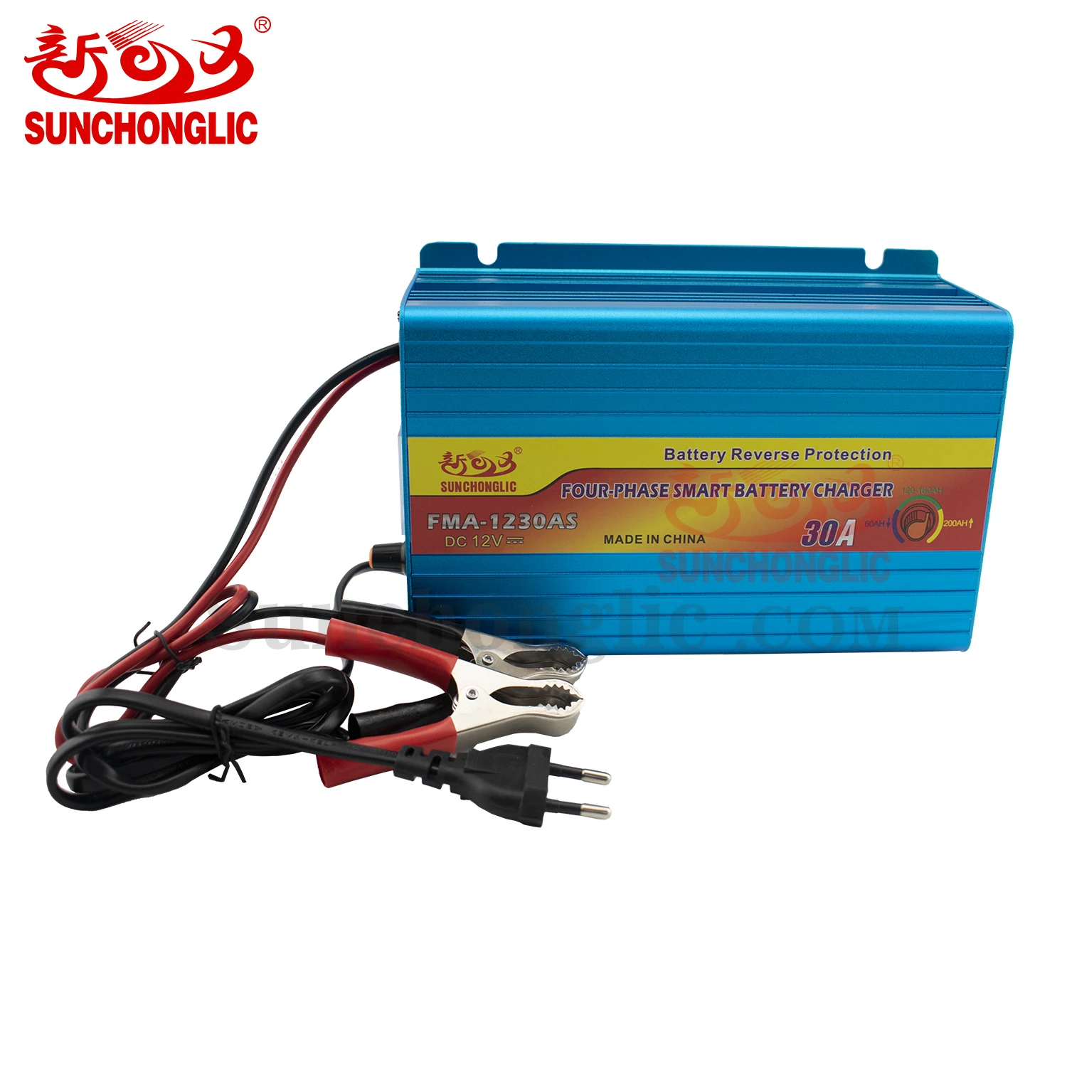 Sunchonglic four phase 12v 30A agm gel battery charger smart lead acid car battery charger