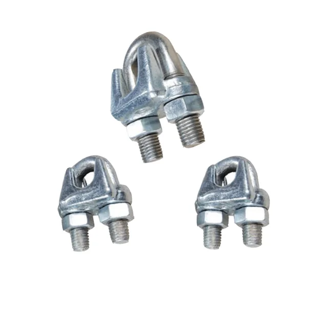 Heavy duty type adjustable wire rope cross loop clamp M18 size Galvanized steel DIN 741 Malleable for wire rope fitting