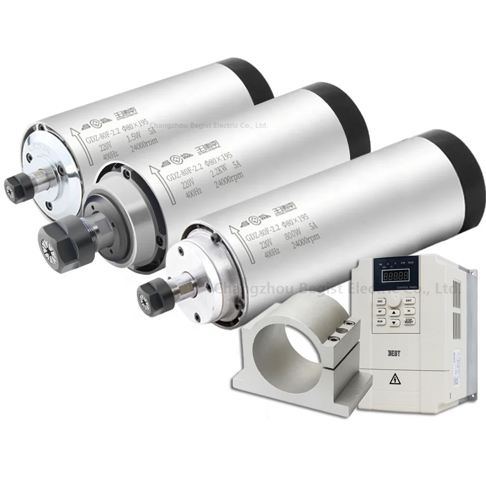 China high quality 24000rpm 2.2Kw air cooled cnc router spindle motor ER16