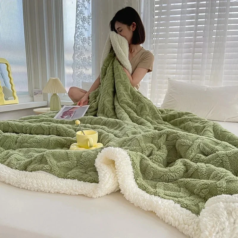 Soft Woolen Blanket for Bedding Sofa Warm Lamb Velvet Soft Flannel Blanket