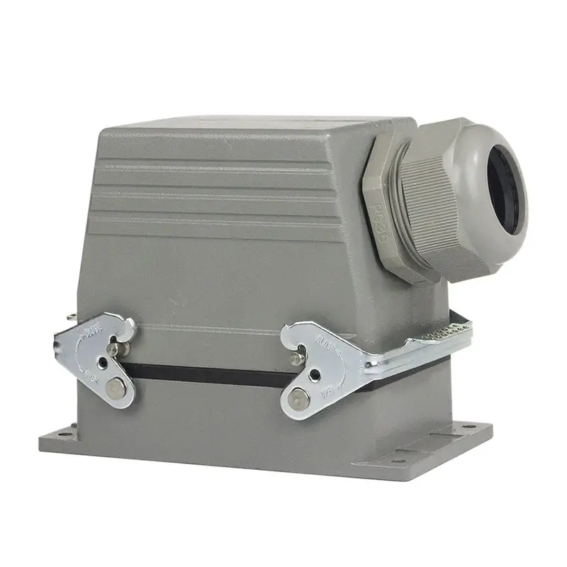 WZUMER HD-128 Industrial Side Entry Double Buckle Heavy Duty Connector With Plastic Cable Gland