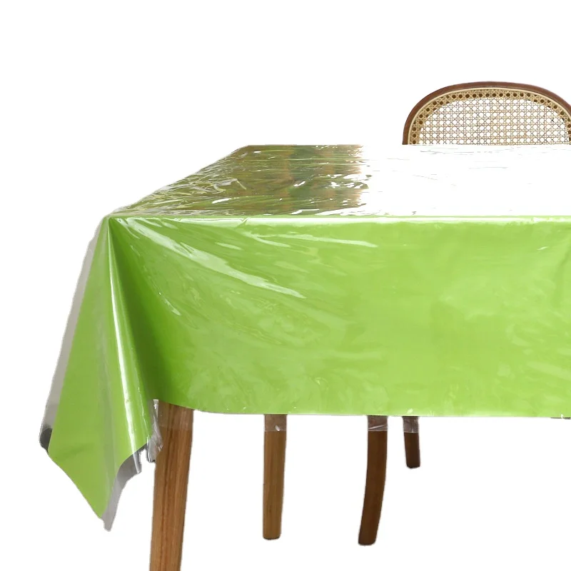 Amazon transparent PVC  waterproof oil-proof easy to clean table cover square round restaurant hotel wedding home tablecloth