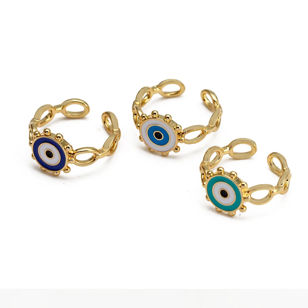 Fashion Design Bohemian Turkish Evil Eye Adjustable Rings For Women Vintage Open Ring