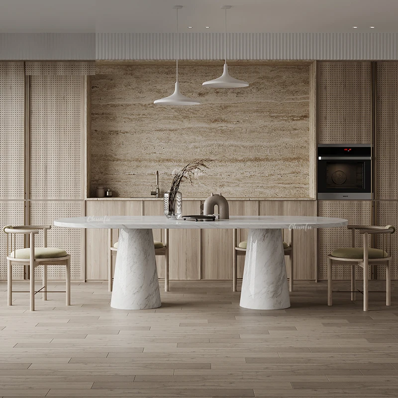 luxury Italian dinning table cylinder modern marble dining room