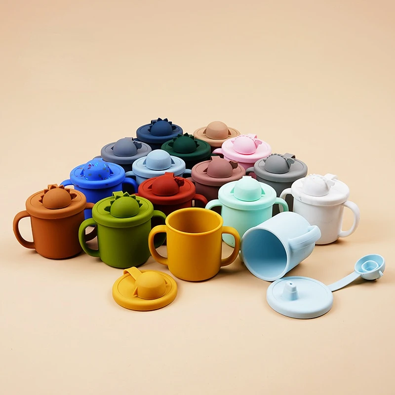 Cup OEM/ODM Soft Reusable Snack Children Lovely Cups Drinking Water Baby Sippy Cup With Straw