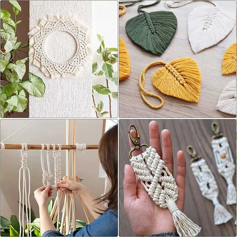 Cord Solid Colorful Twine Macrame Cotton Rope String Thread Handmade Craft Accessories DIY Basketry Braids