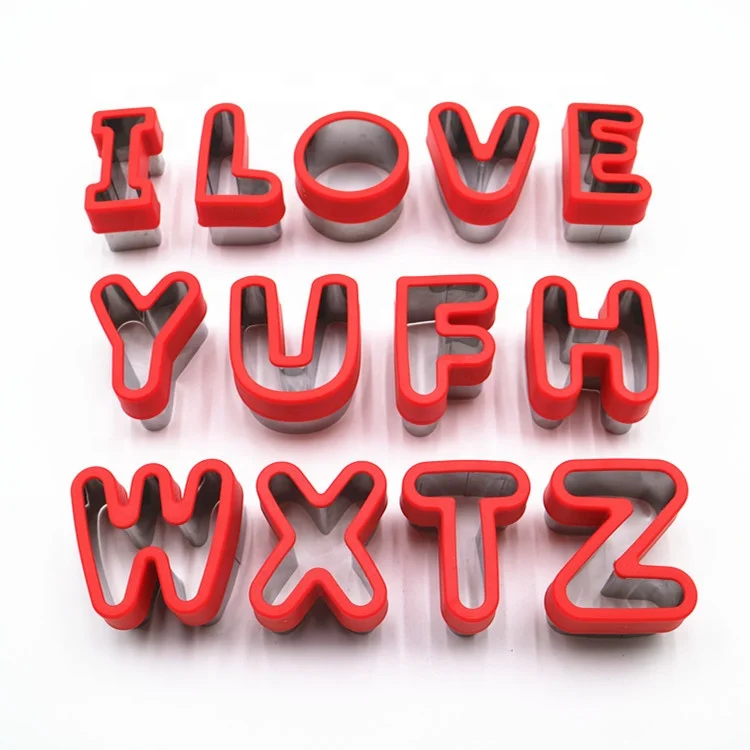 
Source supplier Metal letter cookie mold arab alphabet cookie cutter L O V E Y U shaped 3D press mold 