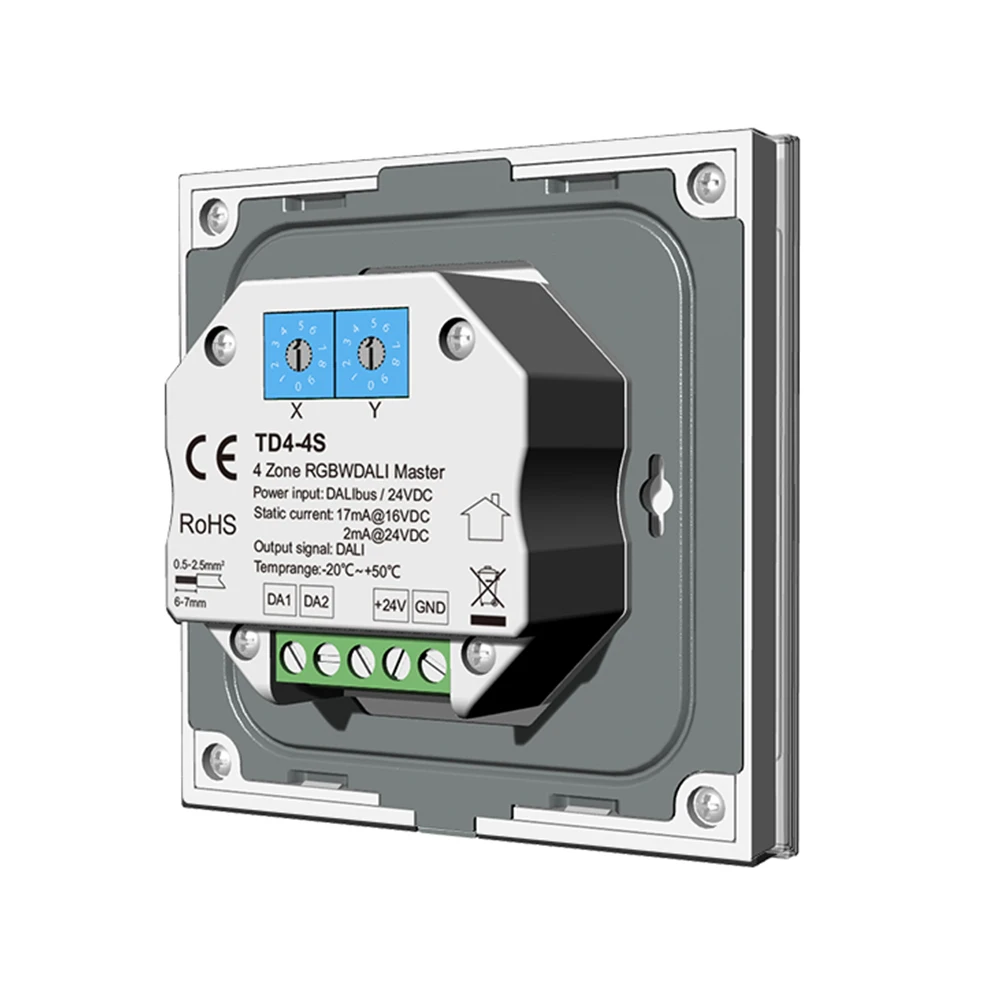 Новый Сертифицированный DALI-2 4-зонный главный контроллер TD2-4S RGBW настенная стеклянная сенсорная панель с питанием от автобуса DALI или 24VDC