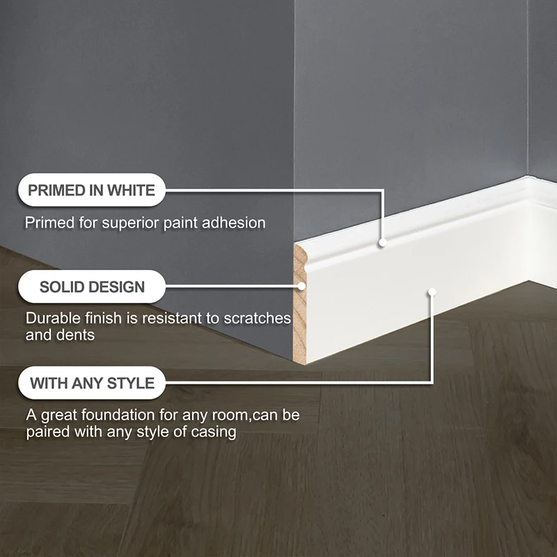 Wood MDF white  Mouldings colonial baseboards mouldings Skirting baseboard