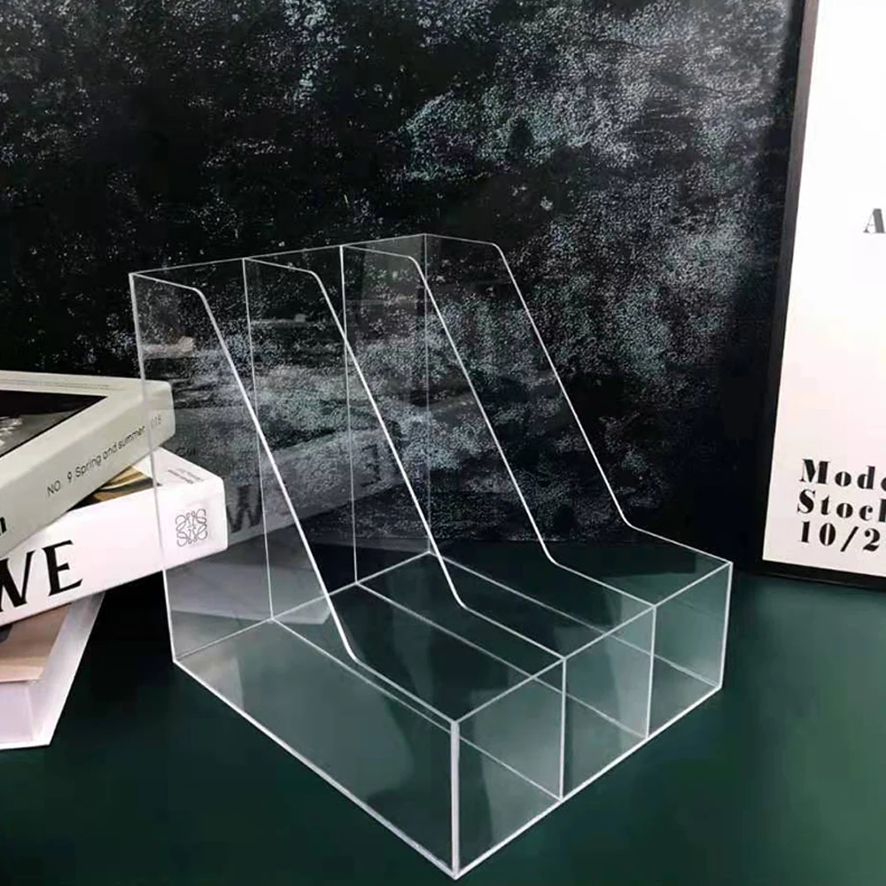 Transparent office file storage rack Acrylic partition bookshelf Desktop data storage rack