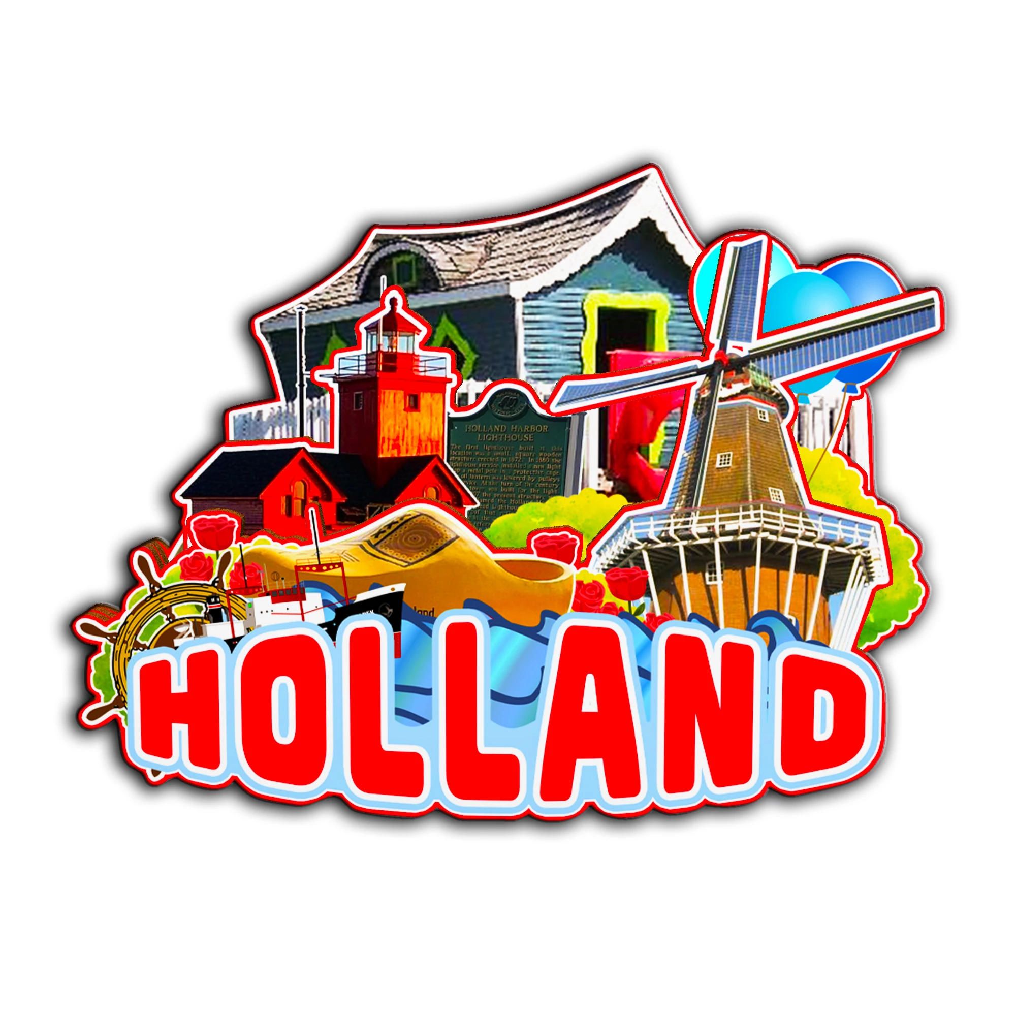 Refrigerator Magnet Holland Michigan USA Fridge Magnet City Travel Souvenirs Gifts 3D Classic Home Crafts