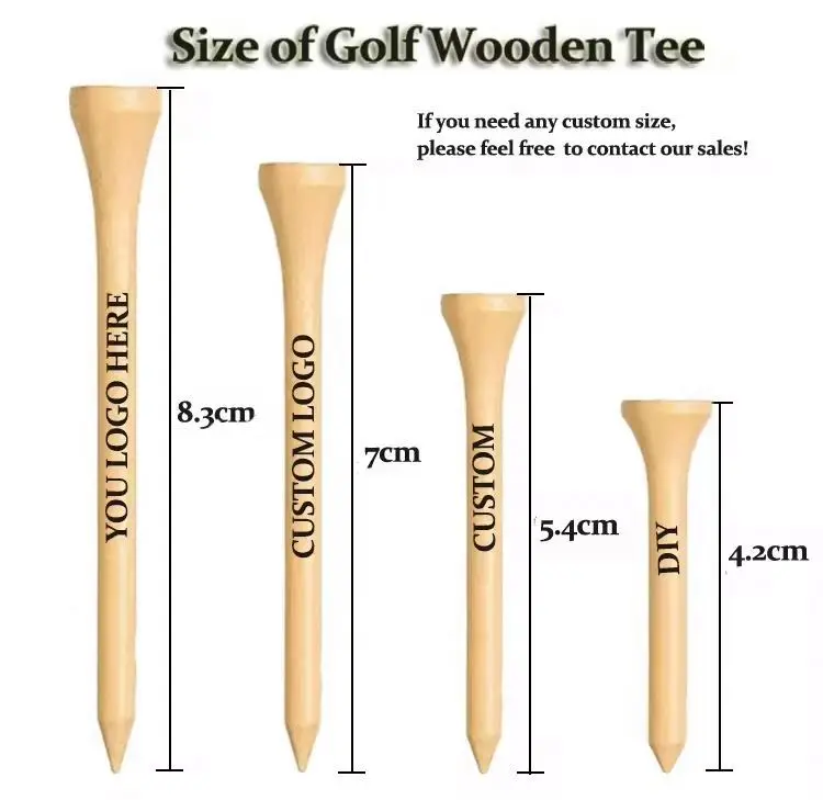 Factory Wholesale Unbreakable Natural 38/5470/83Mm  Custom Colors Material Sizes Reduce Friction & Side Spin  Custom Golf Tees