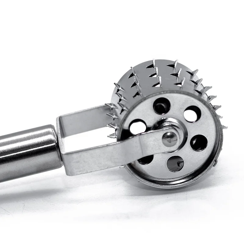 Stainless Steel Rolling Meat  Tender Hammer , Pizza Biscuit Baking Punch Hole Roller Pin