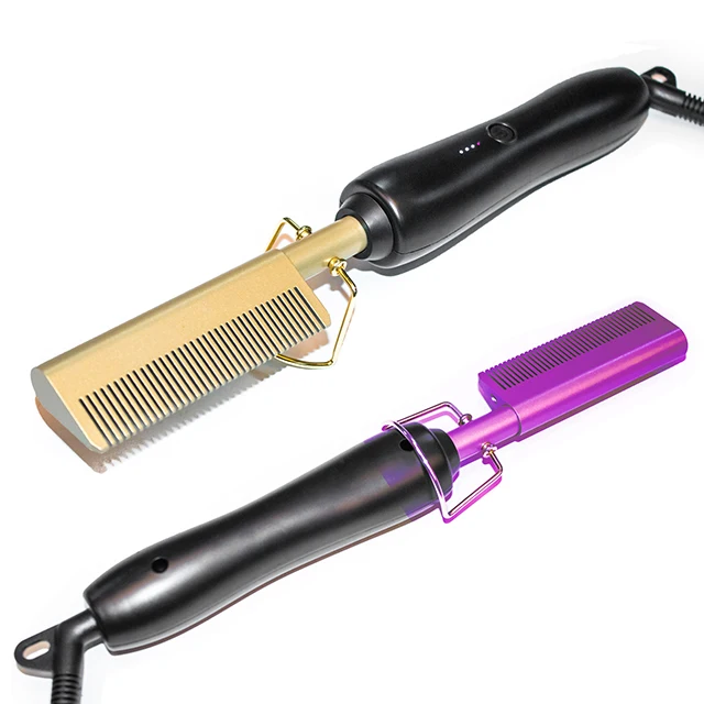 Most Popular Flat Iron Heated Hotcombs And Curlin Private Label Fast Hair Straightener Pressing Electric Hot Comb