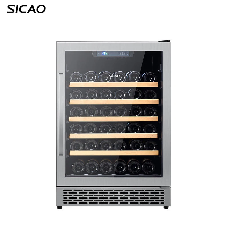 SICAO Home Bar mini Stainless steel Glass Beverage Red Wine Cooler Cabinet Refrigerator fridge Blue LED 2-22C° 150L 90 Bottles