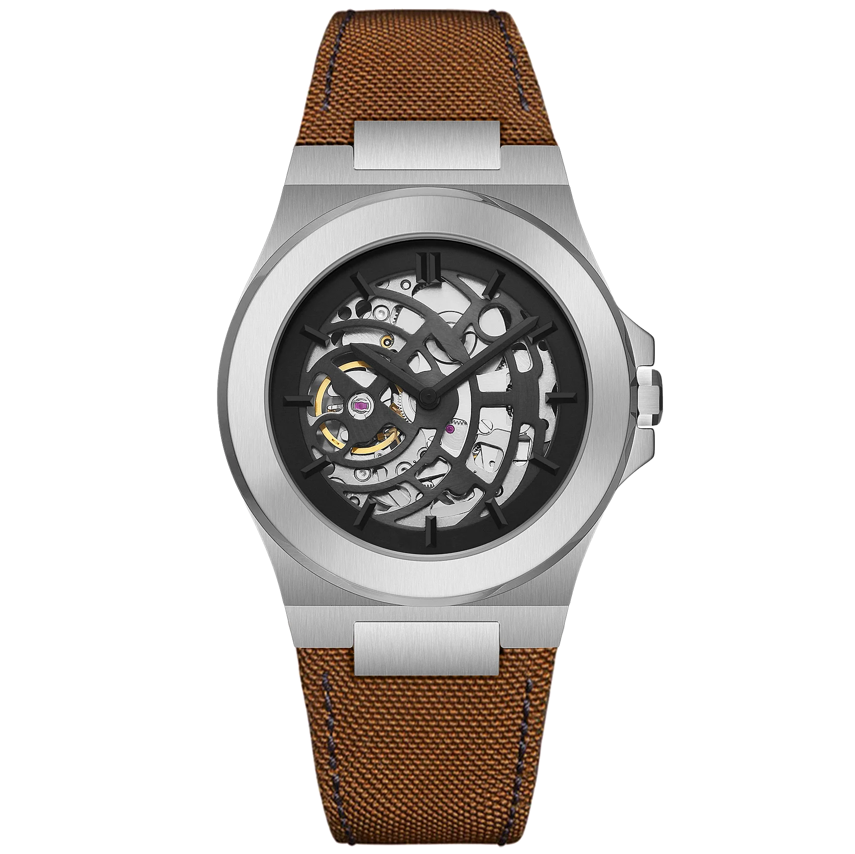 Оптовая продажа Роскошные роскошные стильные мужские водонепроницаемые повседневные дизайнерские механические часы 3bar со скелетом