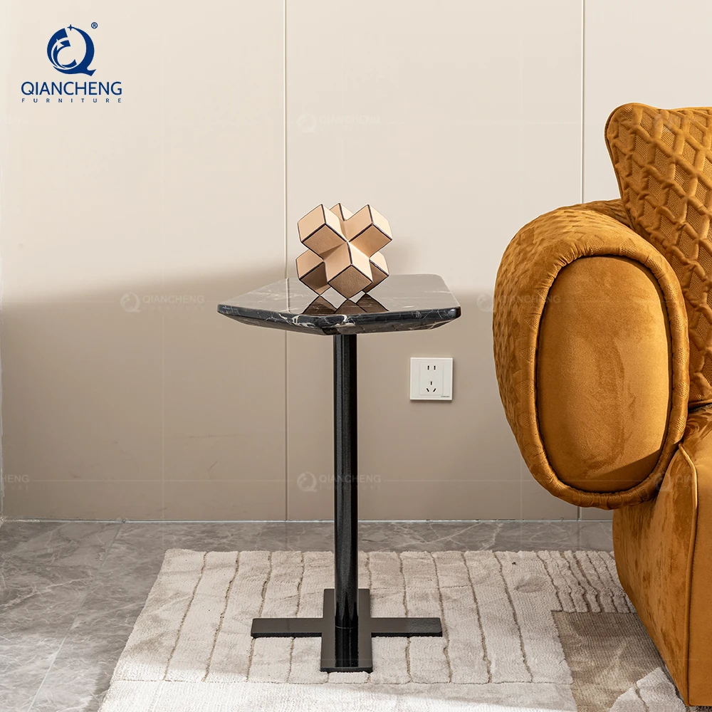 Living Room Modern Home Furniture Lato Side Table Natural Marble With Stainless Steel Base Furniture Factory In Foshan China