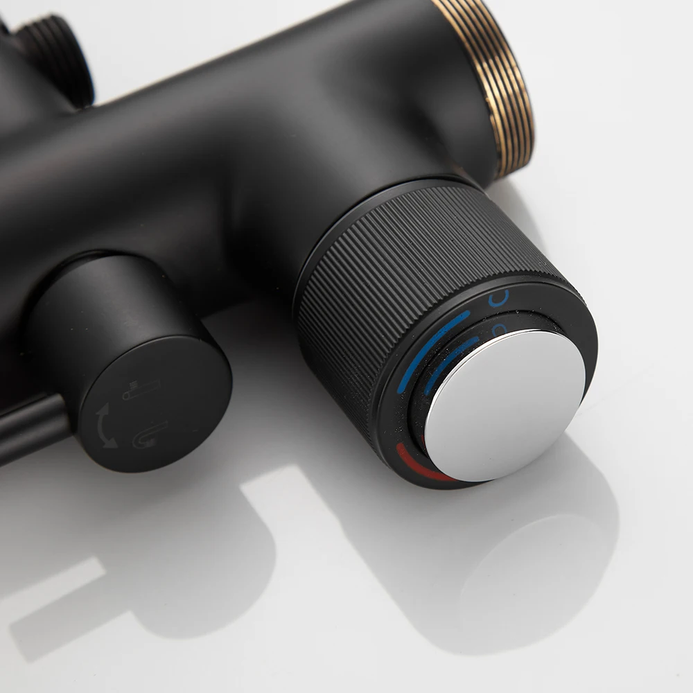 Black Led Free Standing Floor Mount Bathtub Faucet Shower Mixer Faucet Tub Spout With Shower Head