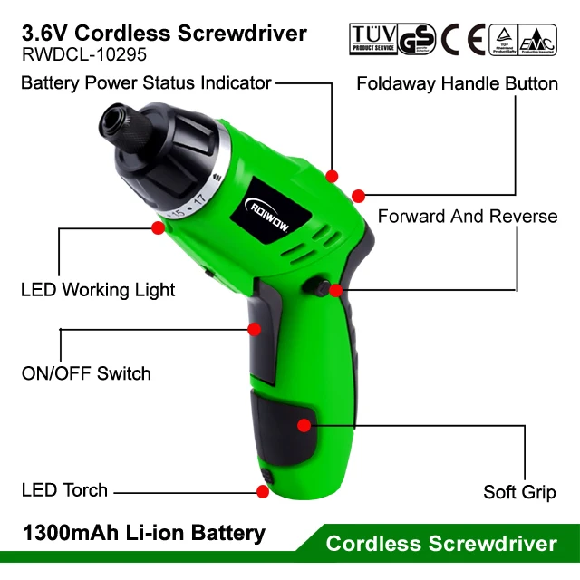 Cordless Electric Screwdriver Kit 3.6V Lithium Battery Power Cordless Screwdriver Drill Bit Set Tools Mini Electric Screwdriver